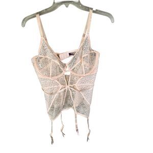 Lot of 2 Adore Me Peach & Red Lace Bustier Corset Garters 38D